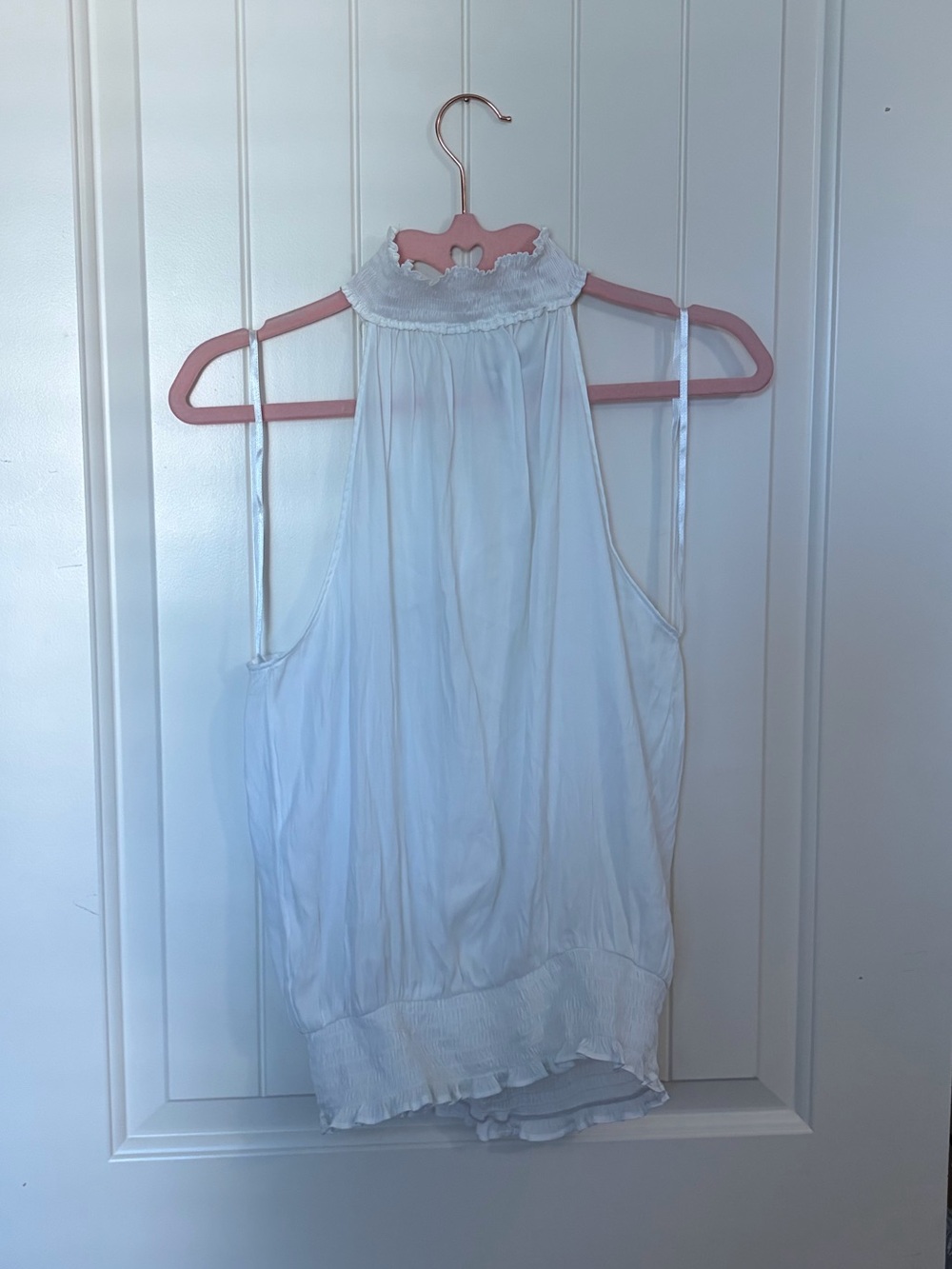 white ruffle halter top